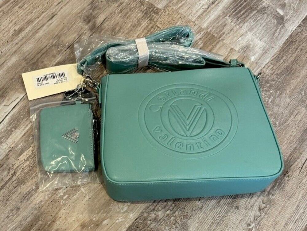 Valentino Orlandi Crossbody Shoulder Bag w/Wallet Designed in Italy Teal NWT